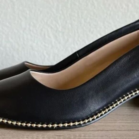 Coach Willa Low Block Heeled Pointed Toe Pumps Size 5.5 Black Leather - Picture 2 of 6